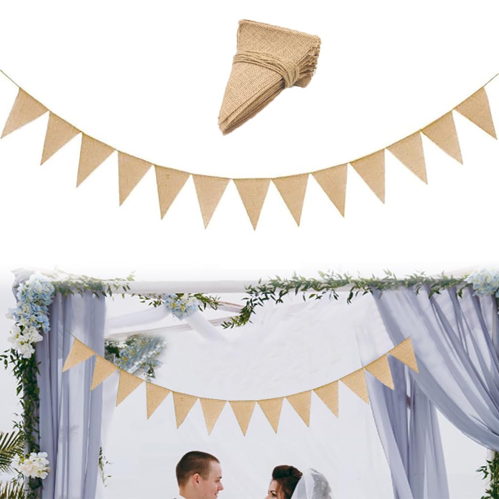 PATPAT Burlap Flag Banner 2.86M Rustic Burlap Banner Bunting Burlap Triangle Flags 14x20cm Natural Hessian Banner for Wedding Decor Party Decoration Room Decoration, 1Pack*13Flags Christmas Gifts PATPAT Burlap Flag Banner 2.86M Rustic Burlap Banner Bunting Burlap Triangle Flags 14x20cm Natural Hessian Banner for Wedding Decor Party Decoration Room Decoration, 1Pack*13Flags Christmas Gifts
